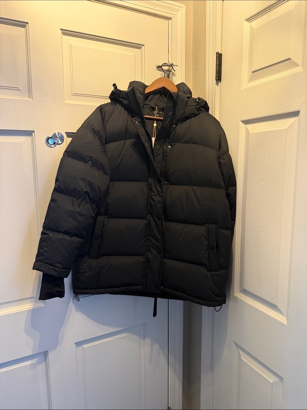 Quince Black Quilted Hooded Puffer Jacket